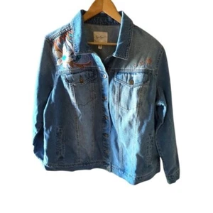 Giacca denim Jessica Simpson ricamata floreale nuova con etichette taglia 1X boho hippie - Foto 1 di 6