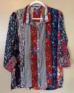 John Mark wired neck ruched sleeve button front top size S - Picture 1 of 4