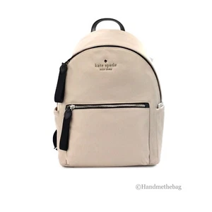 Kate Spade Chelsea Medium Warm Beige Nylon Shoulder Backpack Bag - Picture 1 of 8