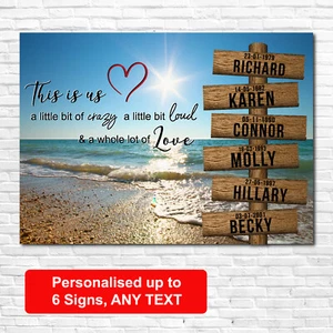 Street Sign Canvas Personalised Up To 6 Names Intersection Beach Crossroads - Picture 1 of 5