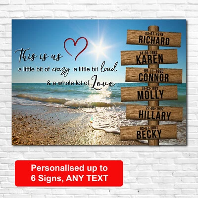 Street Sign Canvas Personalised Up To 6 Names Intersection Beach Crossroads - Image 1 of 4