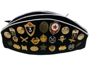 Russian Arm Forces CAP WITH BADGES EMBLEMS MEDALS W PINS-HAT Russia  - Foto 1 di 11