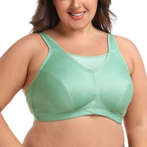 Women's No-bounce Camisole Sports Bra Wirefree Plus Size 34-50 A B C D DD DDD GH - Picture 1 of 14