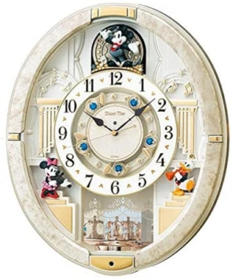 SEIKO CLOCK wall clock mickey mouse Radio Analog Trick 12 songs melody FW580W - Image 1 of 4