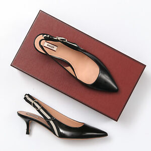 Bally Alice Black Patent Leather Slingback Heels - Size 9.5 M