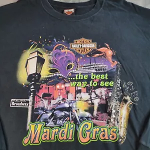 Camicia Vintage Harley Davidson Mardi Gras St. Louis Made USA Y2K Broadway LS XL 2003 - Foto 1 di 7