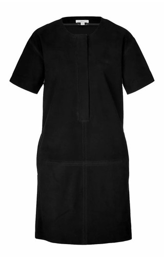 ABITO NERO BURBERRY BRIT ""LILLITH"" IN PELLE SCAMOSCIATA SHIFT taglia 10 US