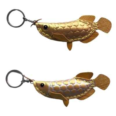 LLAVERO VINTAGE TAILANDÉS HECHO A MANO CUERO GENUINO LLAVERO AROWANA PEZ REGALO x2 Piezas Foto 1 de 4