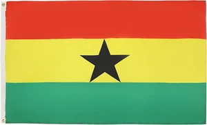 - Ghana Flag - 3X5 Ft - 100D Polyester Ghanaian Banner with Two Metal Grommets - - Picture 1 of 6