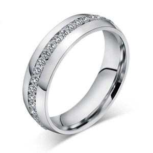 Stainless Steel CZ Ring Womens Mens Jewelry Titanium Rings Wedding Party Bridal
