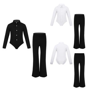 Kids Boys Rompers With Pants Competition Bodysuit Training Unitard Skating Show - Picture 1 of 25