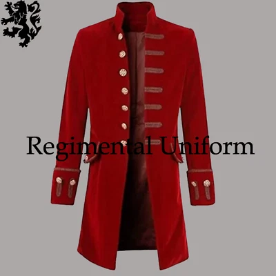 Steampunk Fashion Cooperate Costume Coat Red Velvet Men Coat Halloween Costume - Image 1 of 4