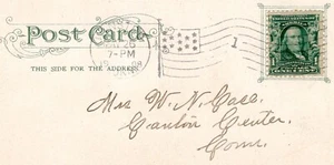 1908 WINSTED CT W/ #300 + FLAG CXL ON PPC OF TRINITY COLLEGE IN HARTFORD CT GEM! - Picture 1 of 2