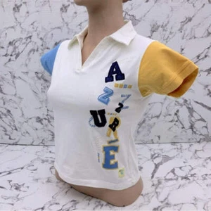 Damen Poloshirt Azzure Weiß | Himmelblau | Gelb V-Ausschnitt Neu mit Etikett - Bild 1 von 6