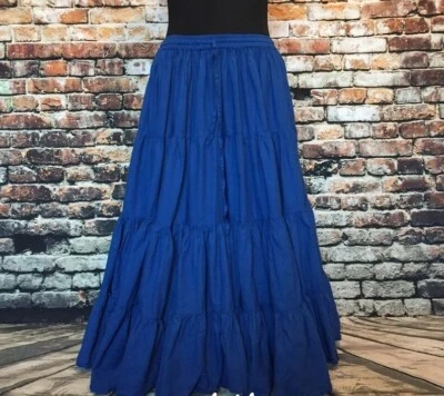 Indian Cotton Blue Frill Skirt Women's Clothing Skirt Girls Party Wear Skirts US - Image 1 of 3