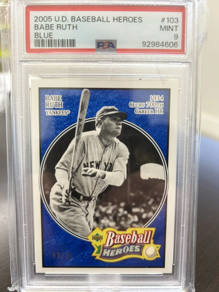 2005 U.D. Baseball Heroes Babe Ruth Blue PSA 9 9/10💥💥 Super Rare - Image 1 of 3