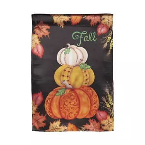 Stacked Pumpkins 14LU11946 Evergreen LUSTRE Garden Flag 12.5” x 18” - Picture 1 of 6