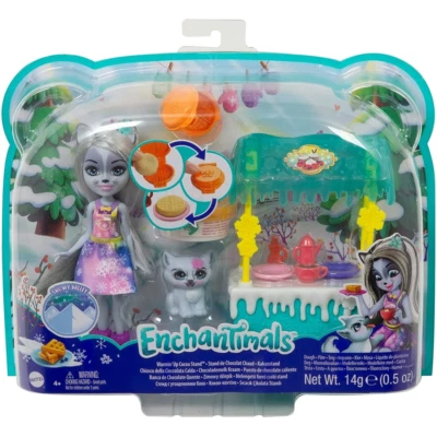 Enchantimals Warmin' Up Cocoa Stand With Hawna Husky & Whipped Cream Figures