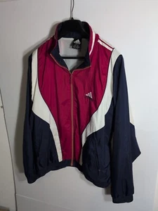 Adidas Vintage Parachute Jacket 90s 2000s Red White Blue XL - Picture 1 of 6