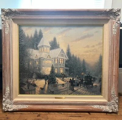 Thomas Kinkade Victorian Christmas 20 x 24 S/N Oil on Canvas - Image 1 of 4