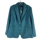 NEW Talbots Classic Shetland Blazer Jacket Wool Blend Teal Blue Women Size 14W