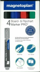 4 Board Marker Flipchart Stift 1,5 - 3 mm Whiteboard farbig schwarz rot grün bla - Bild 1 von 2