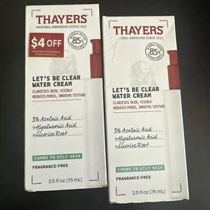 THAYERS Let's Be Clear Water Cream For Combination /Oily Skin 25 Fl Oz 2 Boxes - Picture 1 of 2