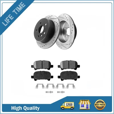 Ceramic Brake Pads Rear Drilled Rotors for 2000 2001 2002 - 2004 Toyota Avalon - Image 1 of 4