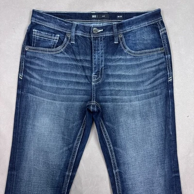 Мужские джинсы с пряжкой BKE 36x28 синие джинсовые брюки Jake темные эластичные Whisker (Tag36x32) - Изображение 1 из 4