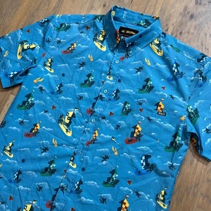 RSVLTS Camicia Uomo L Blu Harry Potter Qudditch Stampa All Over Bottoni Elasticizzata - Foto 1 di 10