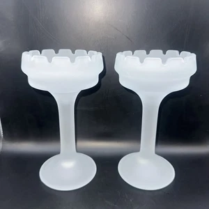 2 Vintage PartyLite Clairmont mattierte Feenlampe Sockel Kerzenhalter 7,25" - Bild 1 von 5