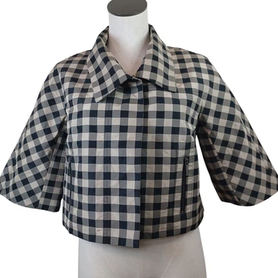 Carlisle Jacket Womens Small Black Tan Check Blazer Cropped Length - Image 1 of 4