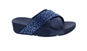 FitFlop Lulu Chrystal-Mix Metálico Cruz Sandalias Medianoche Azul Oscuro - Imagen 1 de 10