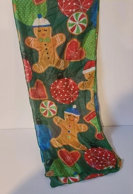 Bufanda vintage para mujer pan de jengibre hombre rojo verde rectángulo Navidad Foto 1 de 4