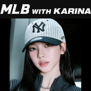 MLB Korea Karina Pick Signature Stripe Unstruck Ball Cap 3ACPB255N-50BKS NewYork - Picture 1 of 9