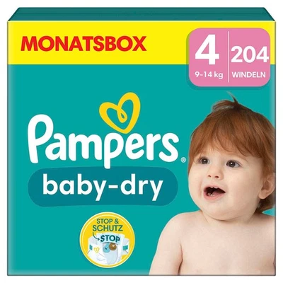 Pampers® Windeln baby-dry™ Monatsbox Größe Gr.4 (9-14 kg) für Babys und...