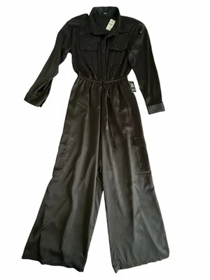 Mono utilitario Express negro satinado pierna ancha fluido M manga larga nuevo con etiquetas $98 Foto 1 de 4