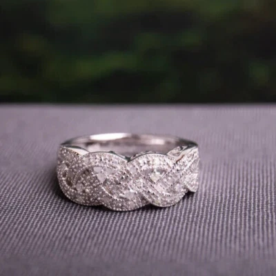 Silver Made 2.5ct Round Simulated Diamond Engagement Ring 14k White Gold Plated - Image 1 of 4