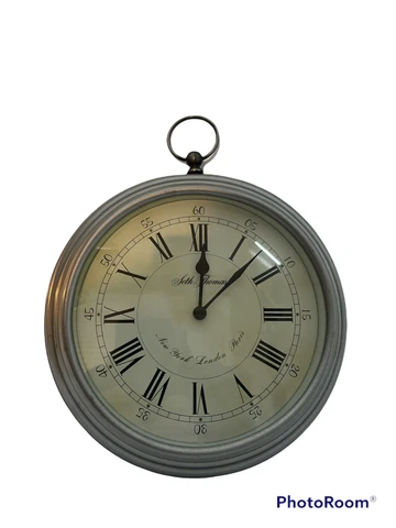 Vintage Seth Thomas Wall Clock Brushed Stainless Steel 9-1/2 Inch Taiwan Cover