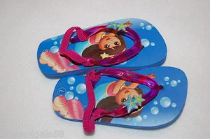 Toddler Girls Flip Flops S 5-6 DORA Blue Mermaid ELASTIC ANKLE STRAP Starfish - Picture 1 of 1
