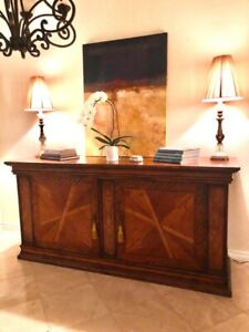 Credenza made in Italy by Francesco Molon. Walnut w/ 2 inlaid doors, 2 drawers