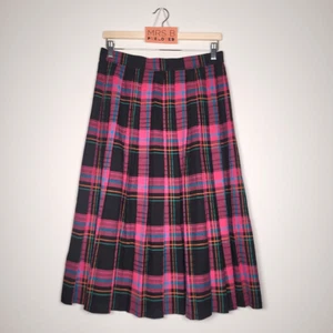 St Michael M&S Faltenrock UK 16 lang schwarz pink Midi Tartan Punk Vintage - Bild 1 von 10