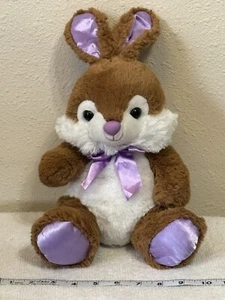 Walgreens Brown Bunny 12inch Plush Purple Bow Ears Feet Stuffed Toy Rabbit - Picture 1 of 4