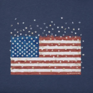 XL NUEVO CON ETIQUETAS Camiseta Trituradora Life Is Good Trailing Stars Flag Azul Oscuro SS Para Hombre - Imagen 1 de 4