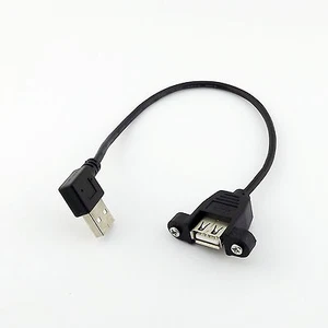 USB 2.0 A Male Plug Right Angle To USB A Female Panel Mount Extension Cable 25cm - Picture 1 of 6