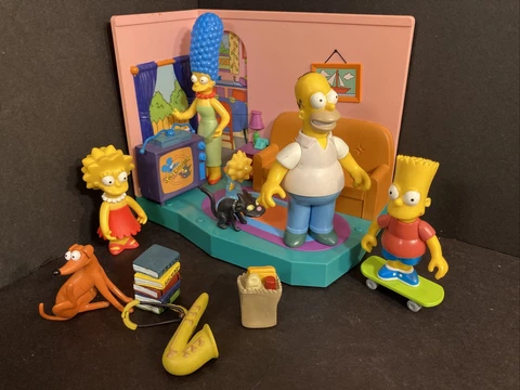 Playmates World Of Springfield Simpsons Living Room + Assorted Figures Working Cover