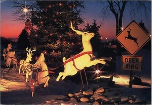 Bronner's Christmas Wonderland Frankemurth Mich. Santa Raindeer Postcard chrome - Picture 1 of 2