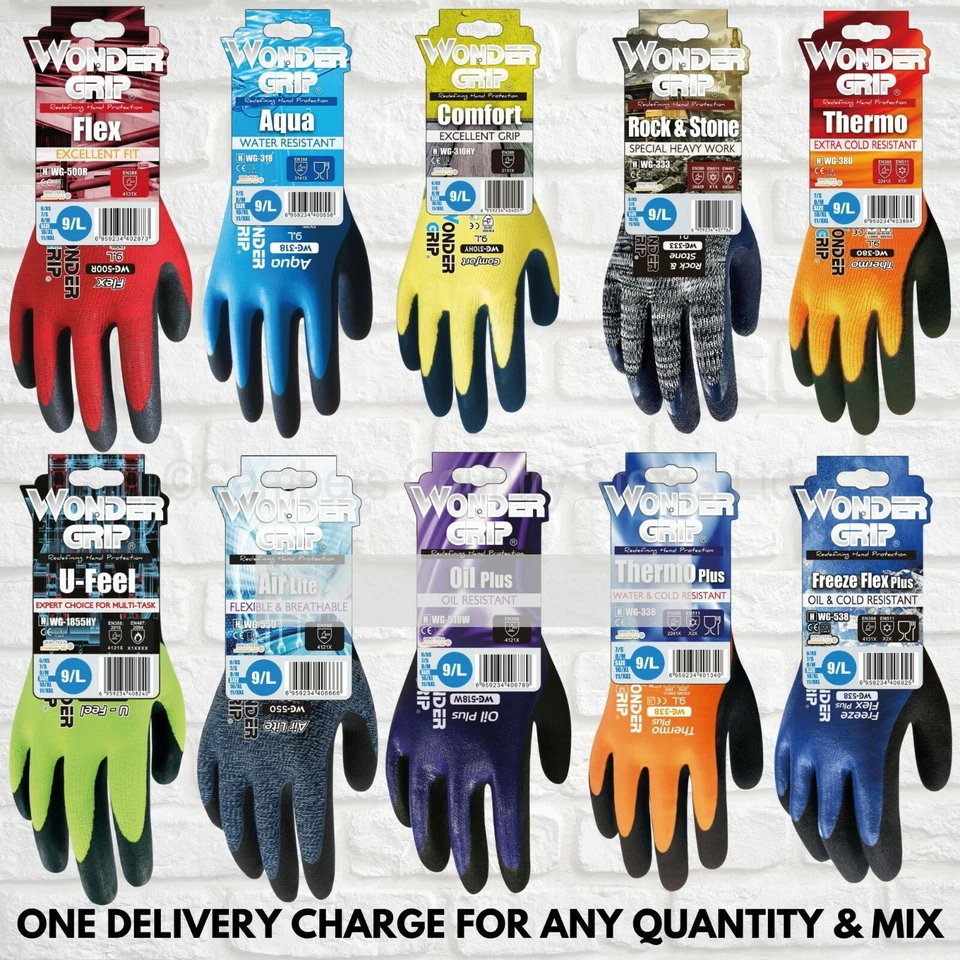 NEW Top Quality Wondergrip Gloves Hand Protection For Work Many Types All Sizes