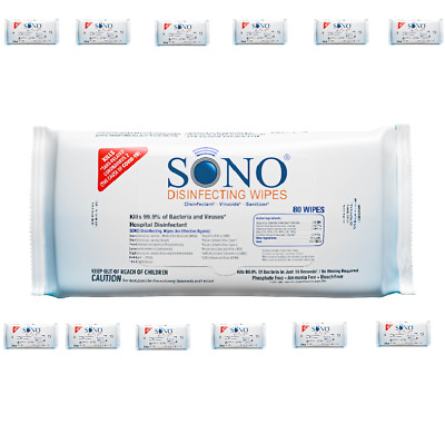 (12 Pack) Sono Scented Surface DisinfectantWipes 80 Towelettes A Pack 960 Sheets • 39.99$
