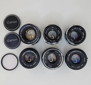 6x Untested Unchecked Unconfirmed Vintage Canon FD FL 50mm Camera Lens BL284 - Picture 1 of 12